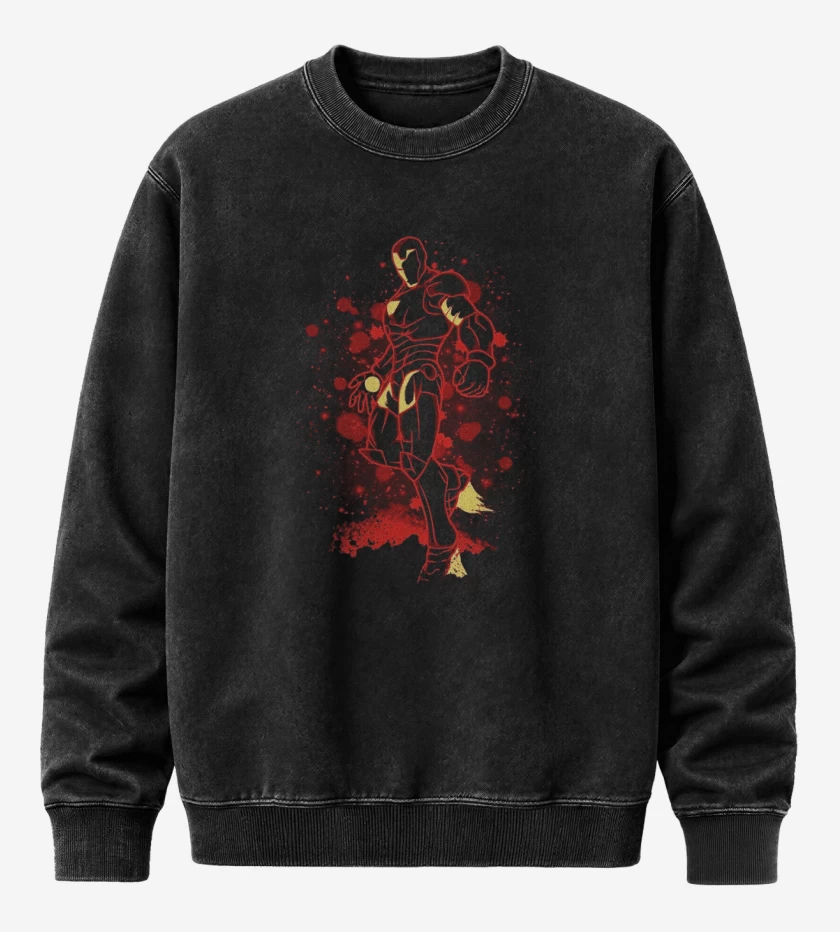 Poleron Polo Acid Wash Negro de el chico de hierro