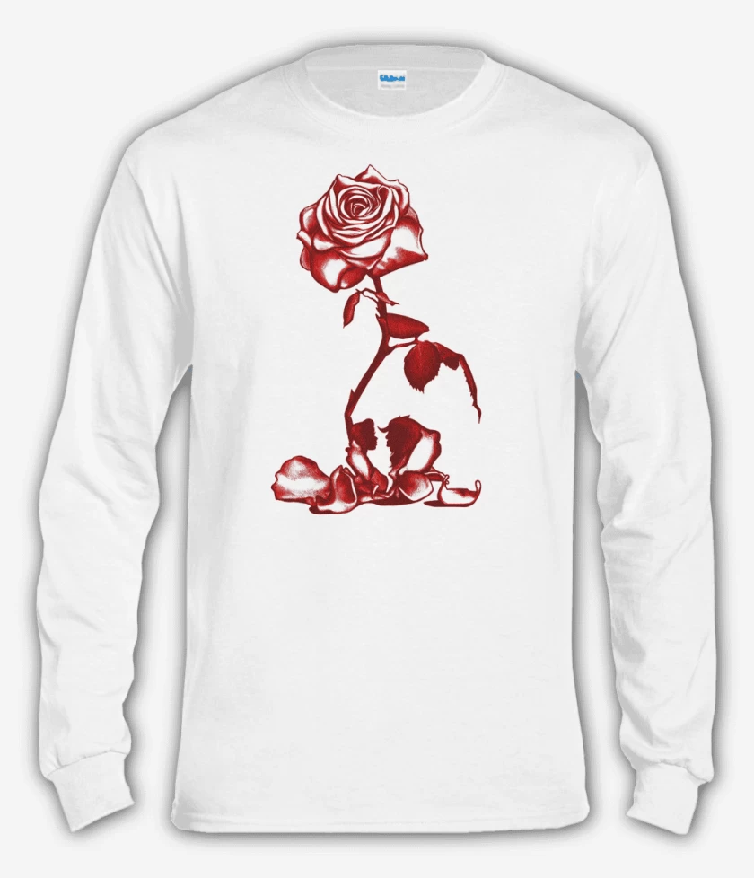 Polera manga larga Blanco de La bella y la bestia