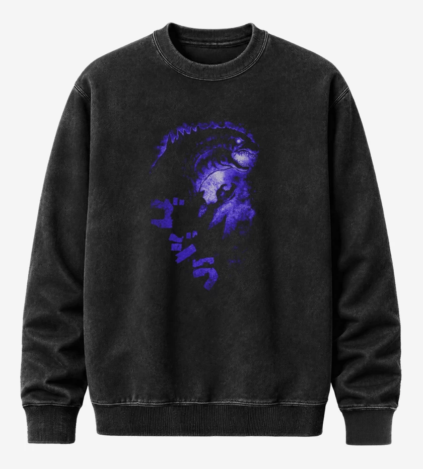 Poleron Polo Acid Wash Negro de El rey de los monstruos