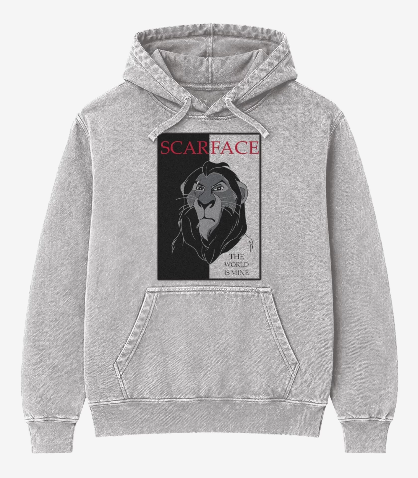 Poleron Canguro Acid Wash Gris Melange de Scarface