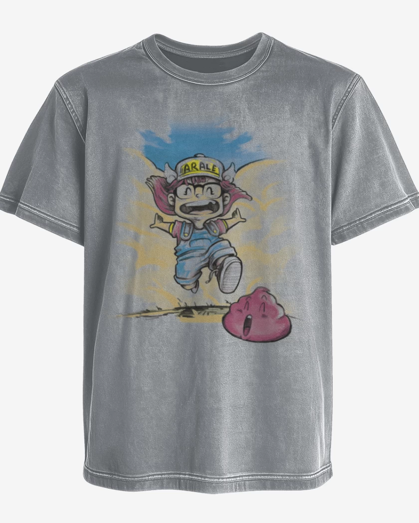 Polera desgastada Gris Melange de arale 2