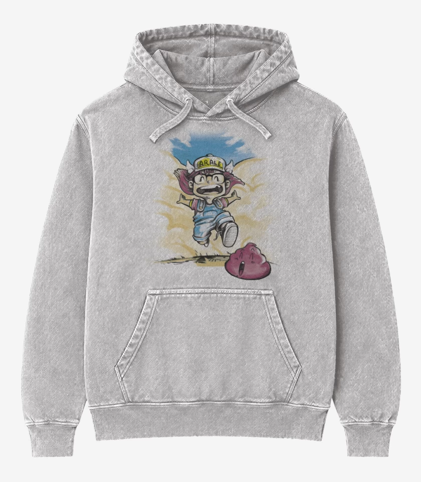 Poleron Canguro Acid Wash Gris Melange de arale 2
