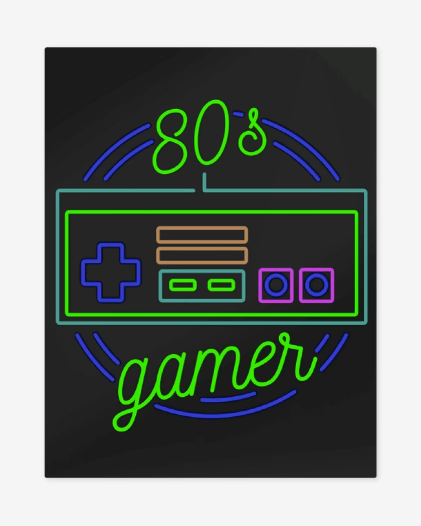 Print metalico Negro de 80s gamer