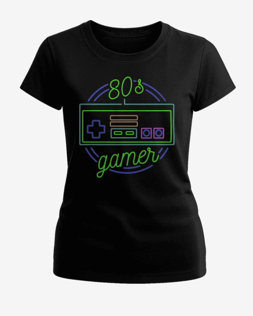 Polera de Mujer Negro de 80s gamer