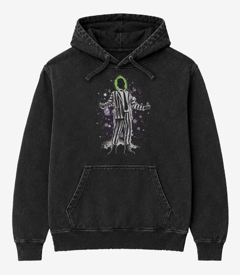 Poleron Canguro Acid Wash Negro de El jugo de barata