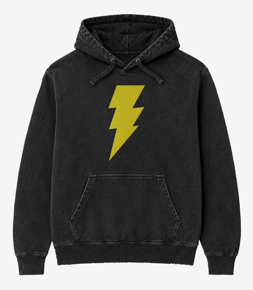 Poleron Canguro Acid Wash Negro de Rayito magico