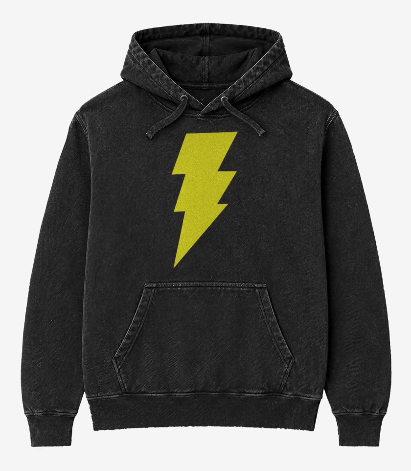 Poleron Canguro Acid Wash Negro de Rayito magico 2