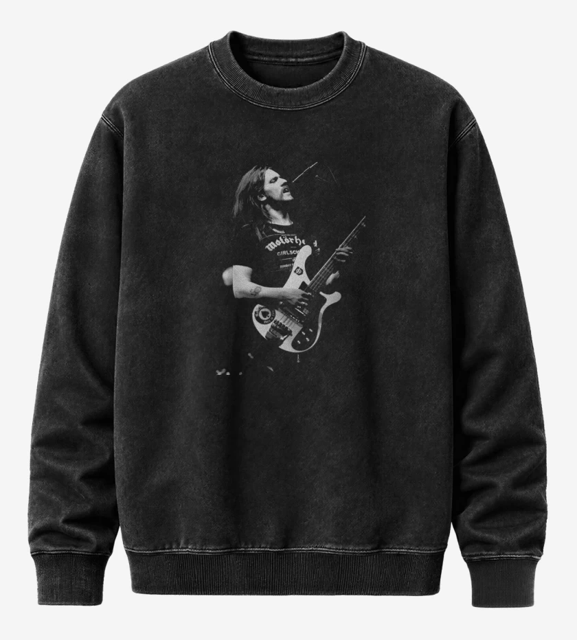 Poleron Polo Acid Wash Negro de Lemmy