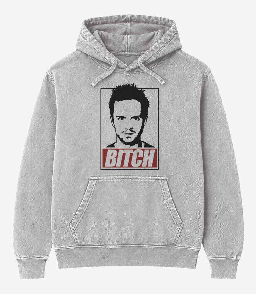 Poleron Canguro Acid Wash Gris Melange de Jesse - Bitch