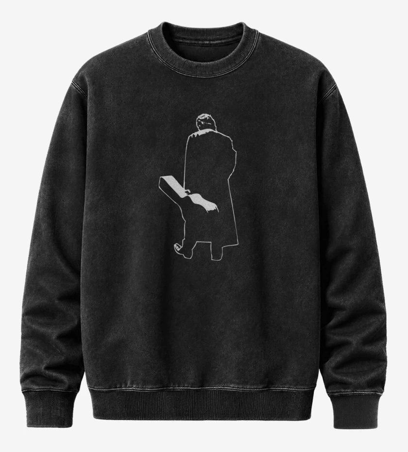 Poleron Polo Acid Wash Negro de Man in black