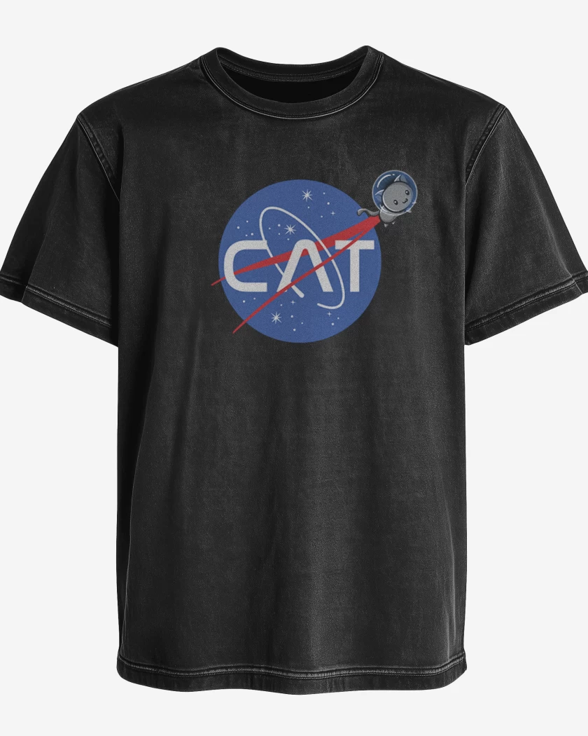 Polera desgastada Negro de Cat Nasa