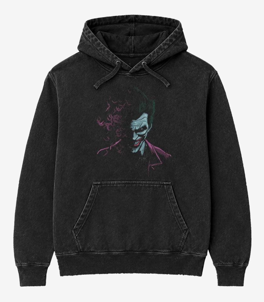 Poleron Canguro Acid Wash Negro de Batjokerr