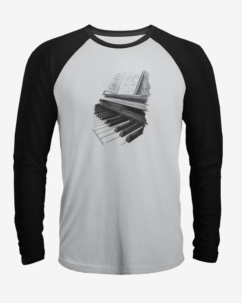 Polera Raglan Blanco / Negro de PIANO ACUA