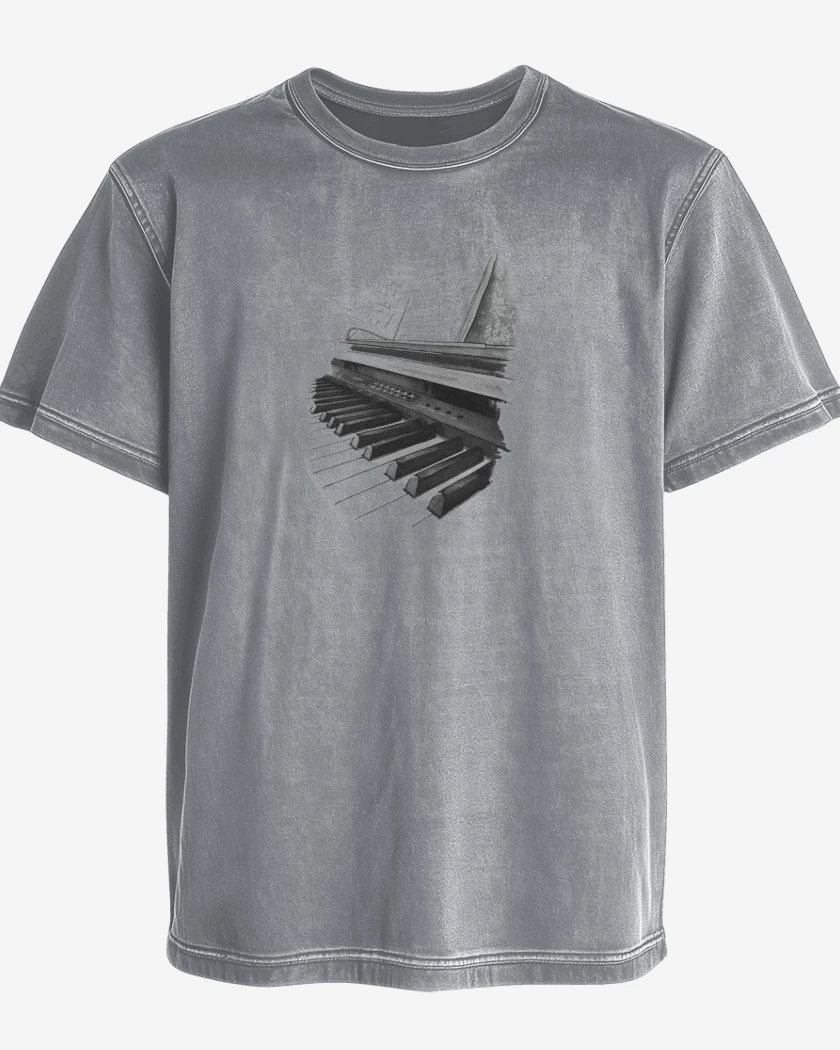 Polera desgastada Gris Melange de PIANO ACUA