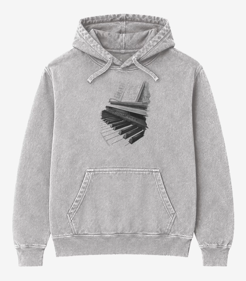 Poleron Canguro Acid Wash Gris Melange de PIANO ACUA