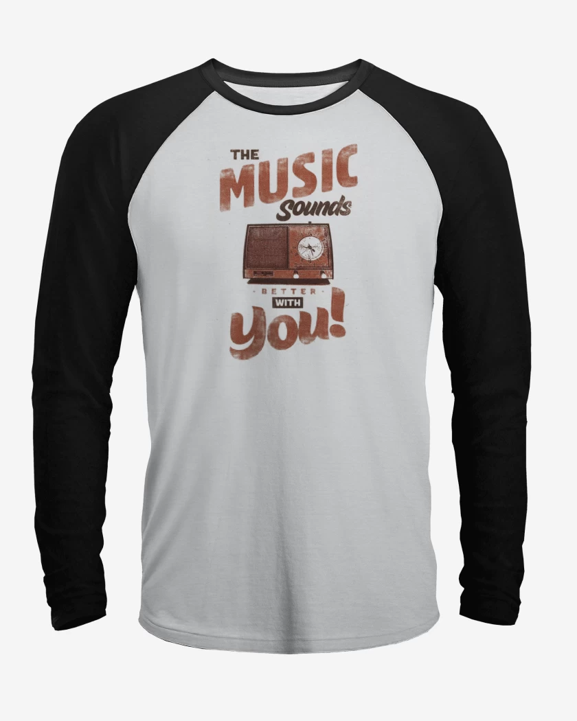 Polera Raglan Blanco / Negro de MUSIC SOUNDS YOU 