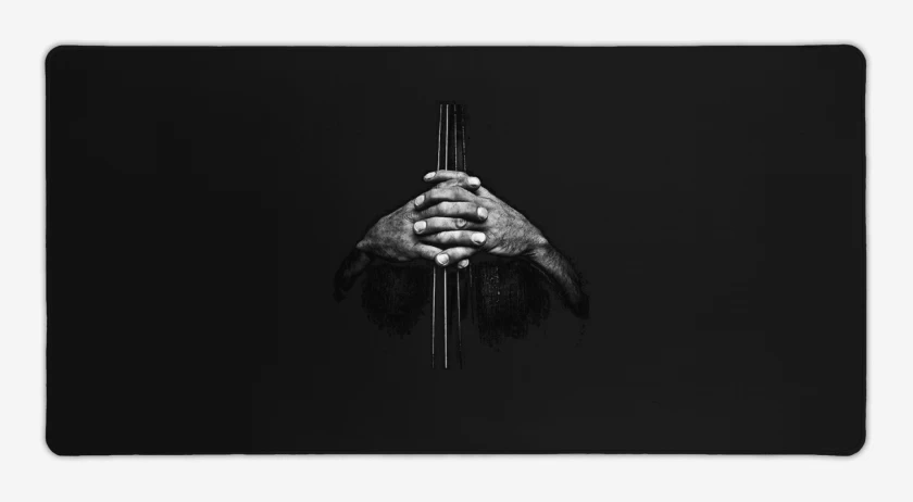 Mouse pad Gamer Negro de contrabajo manos 