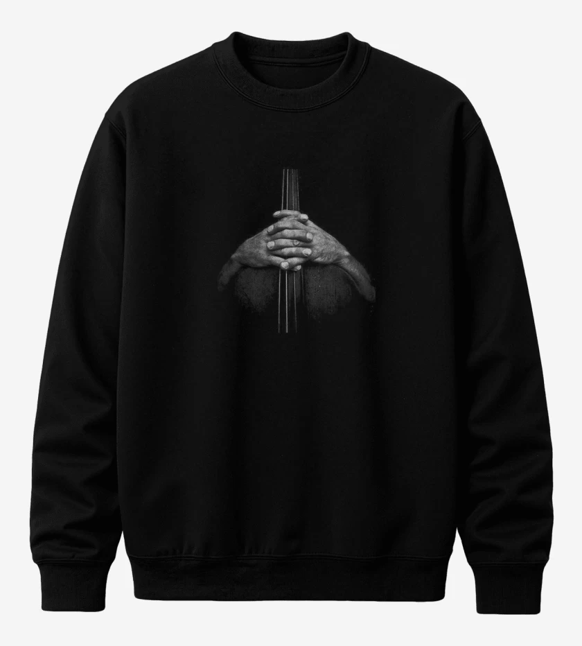 Poleron polo Negro de contrabajo manos 