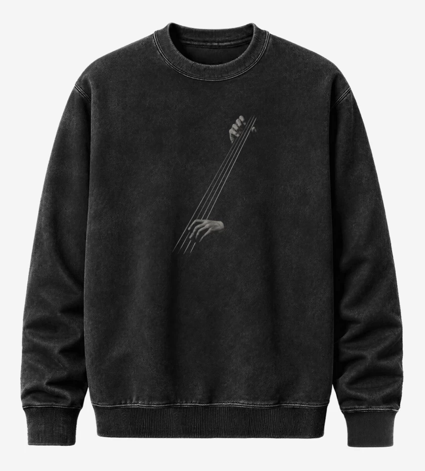 Poleron Polo Acid Wash Negro de CONTRABAJO MANO 