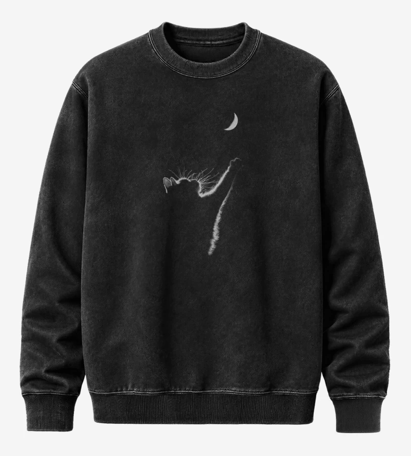 Poleron Polo Acid Wash Negro de GATO LUNA 