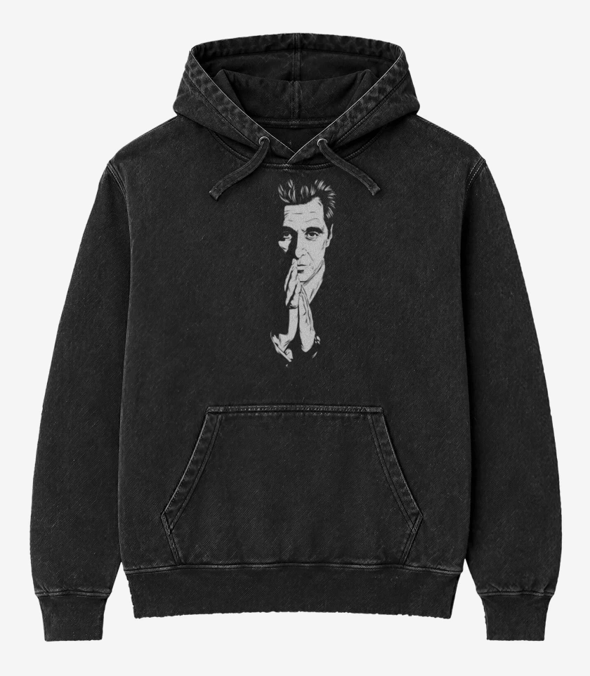 Poleron Canguro Acid Wash Negro de AL 