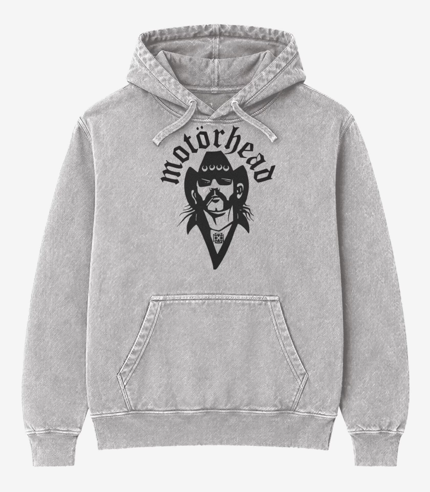 Poleron Canguro Acid Wash Gris Melange de MOTORHEAD LEMMY