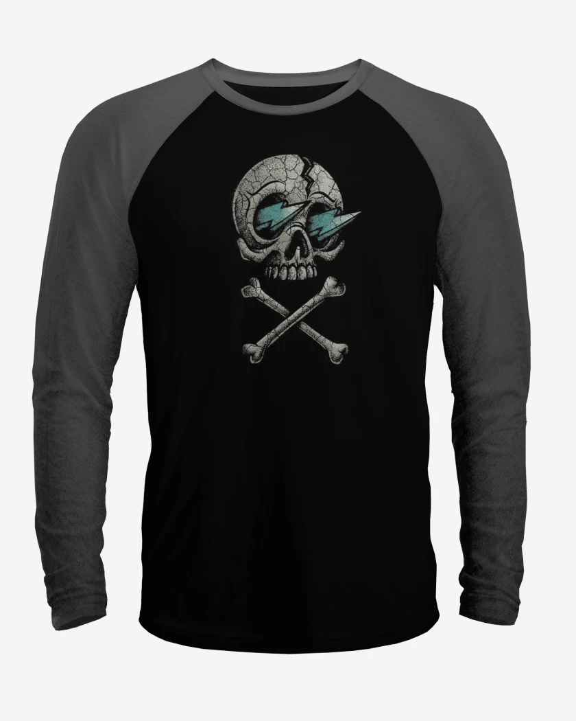 Polera Raglan Negro / Negro Heather de CRANEO RAYO 