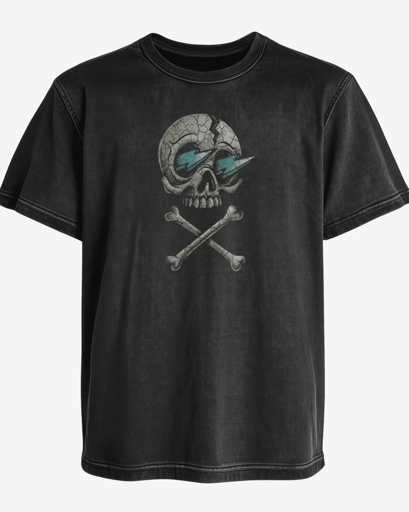 Polera desgastada Negro de CRANEO RAYO 