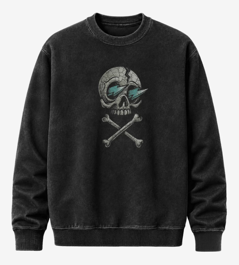 Poleron Polo Acid Wash Negro de CRANEO RAYO 