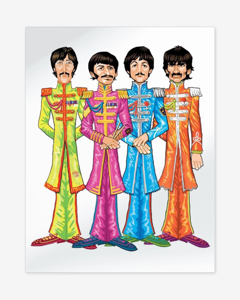 Print metalico Blanco de BEATLES DIBUJO 