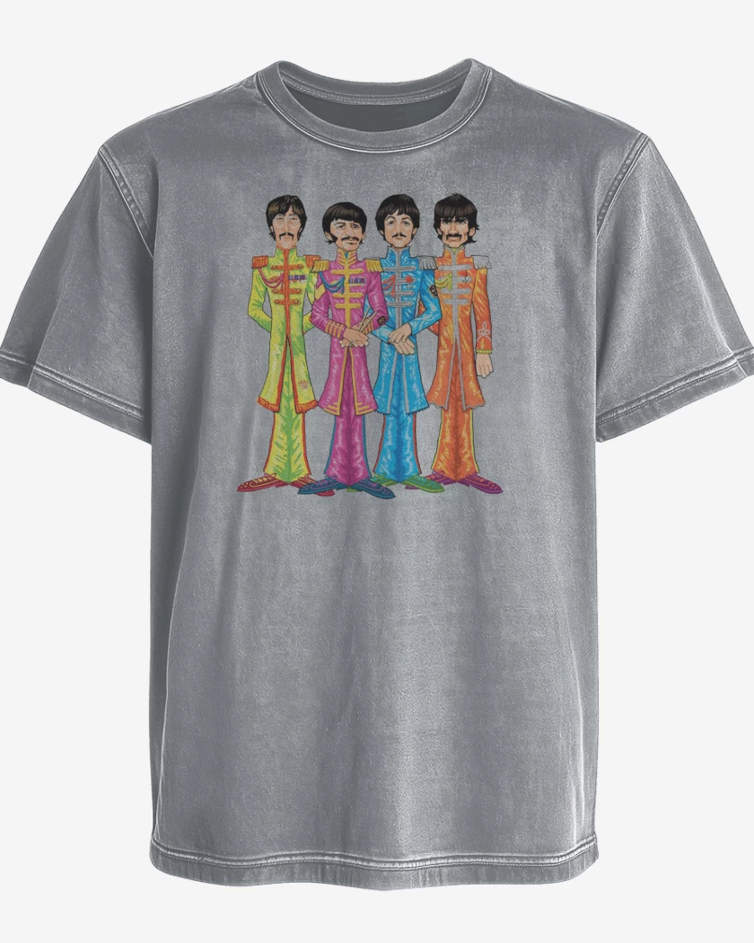 Polera desgastada Gris Melange de BEATLES DIBUJO 