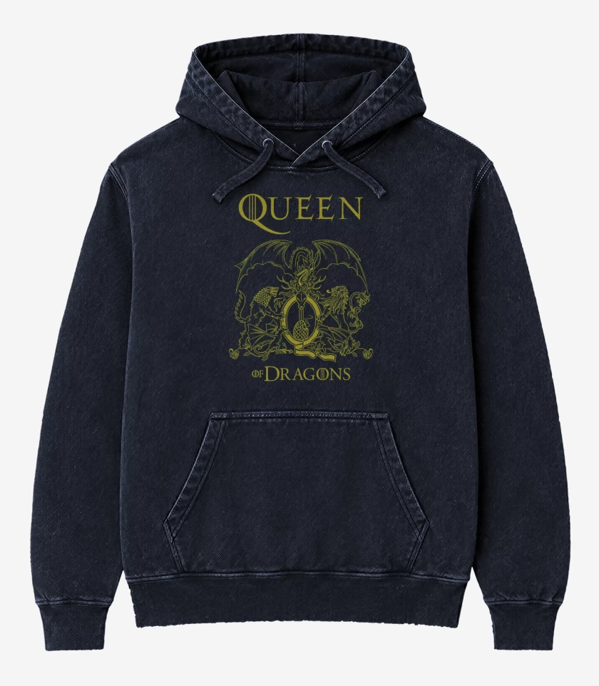 Poleron Canguro Acid Wash Azul Marino de Queen of dragons