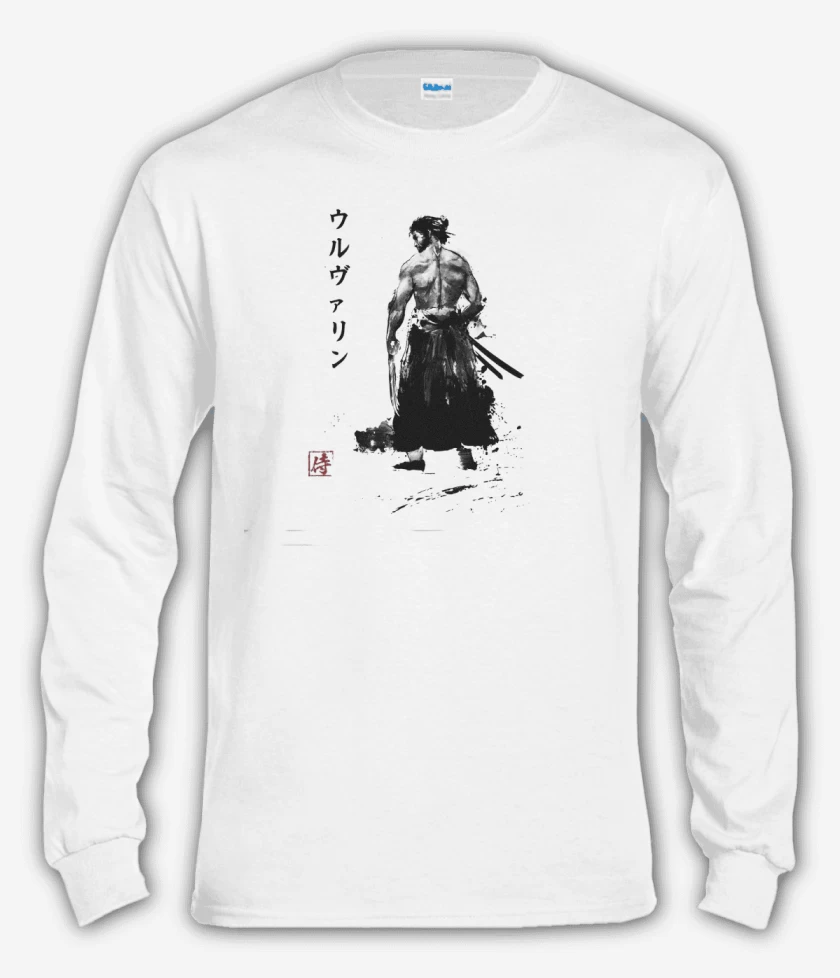 Polera manga larga Blanco de Wolverine Samurai