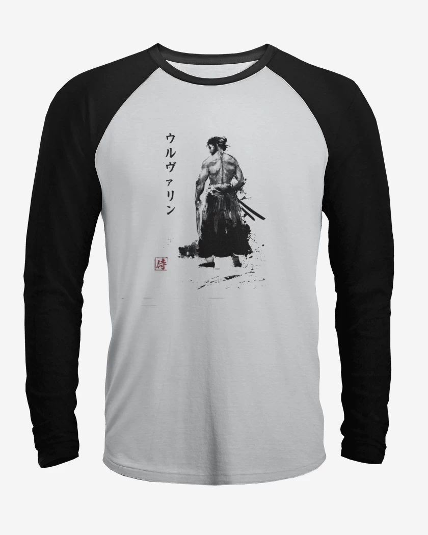 Polera Raglan Blanco / Negro de Wolverine Samurai