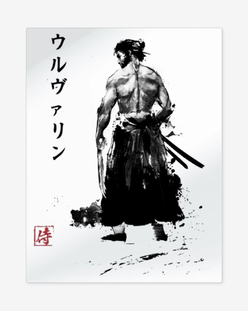 Print metalico Blanco de Wolverine Samurai