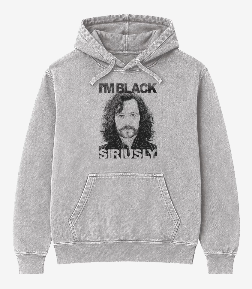 Poleron Canguro Acid Wash Gris Melange de Im black siriusly