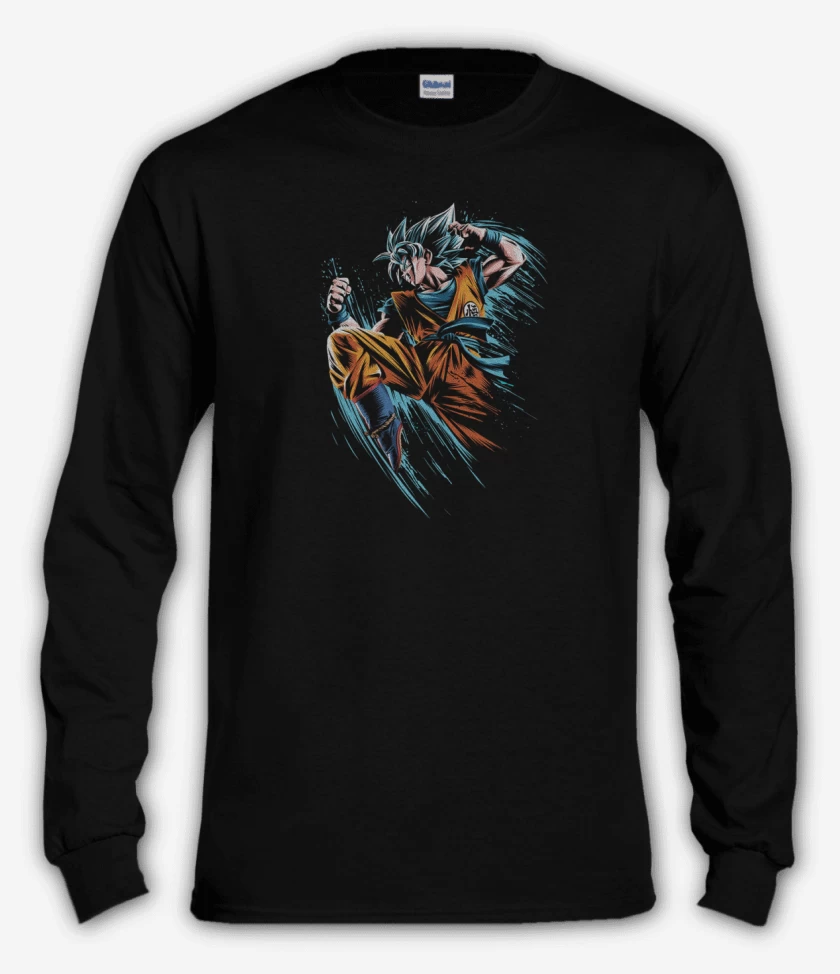 Polera manga larga Negro de Goku superya dios