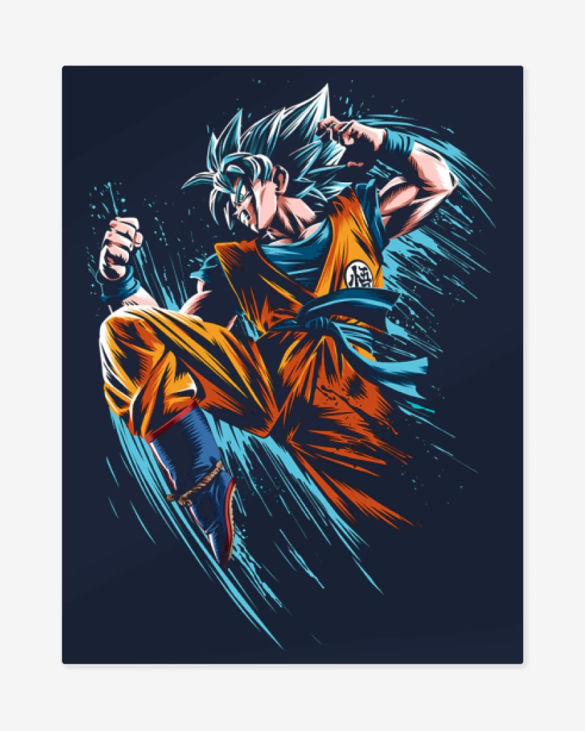 Print metalico Azul Marino de Goku superya dios