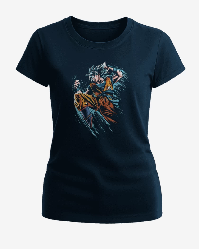 Polera de Mujer Azul Marino de Goku superya dios
