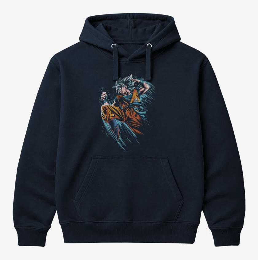 Polerón Canguro Azul Marino de Goku superya dios