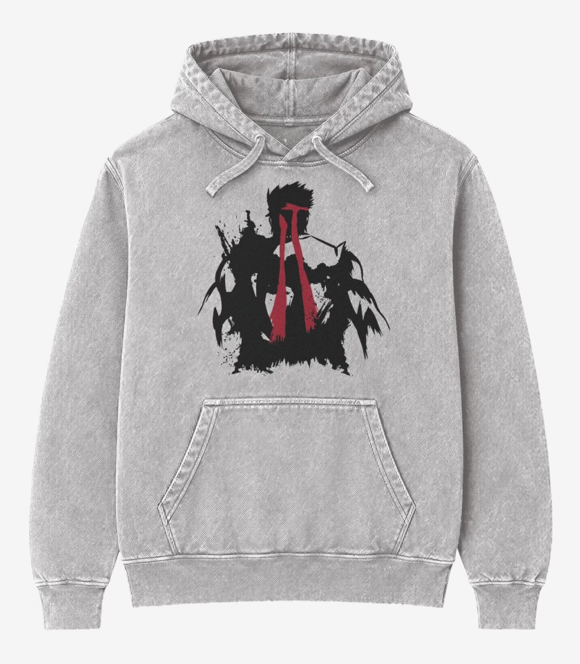 Poleron Canguro Acid Wash Gris Melange de Ryu - Espalda