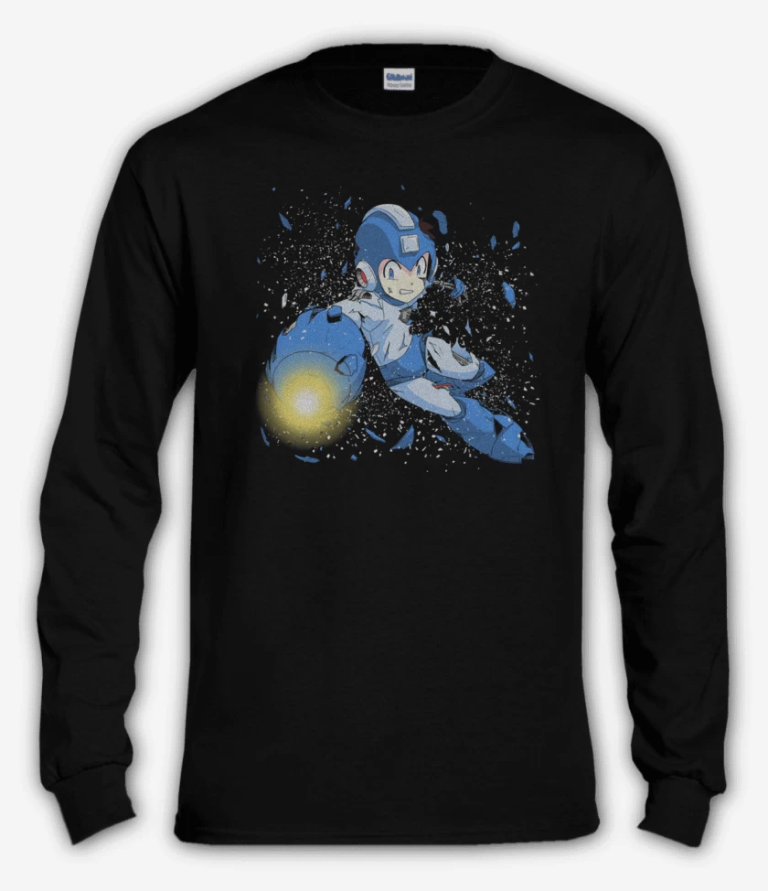 Polera manga larga Negro de Rock man x