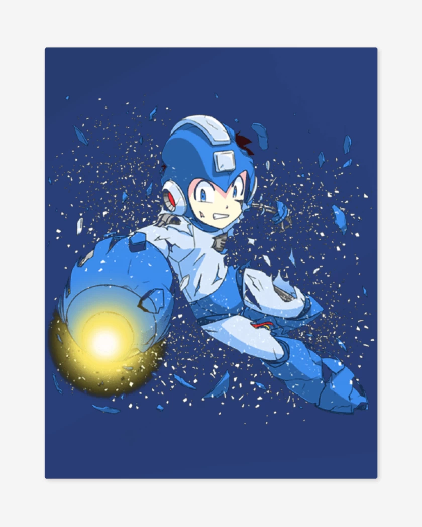 Print metalico Azul Rey de Rock man x