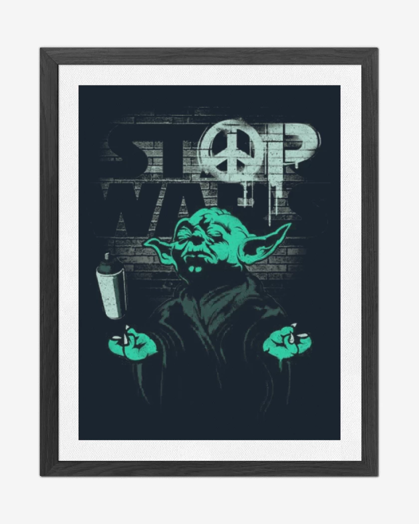 Cuadro decorativo Azul Marino de Stop war  yoda