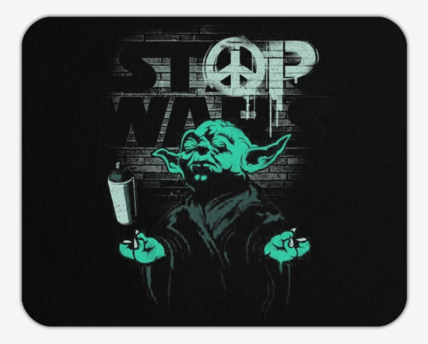 Mousepad Negro de Stop war  yoda