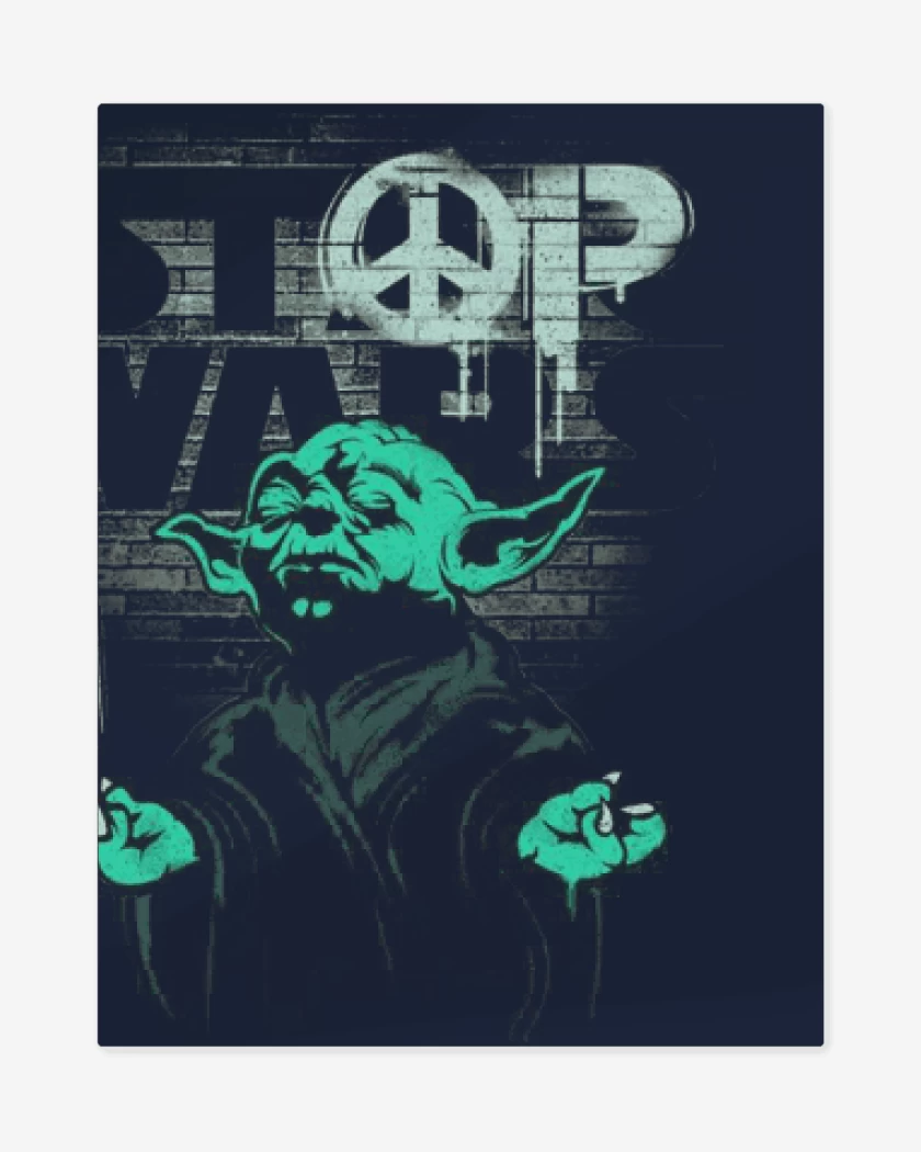 Print metalico Azul Marino de Stop war  yoda