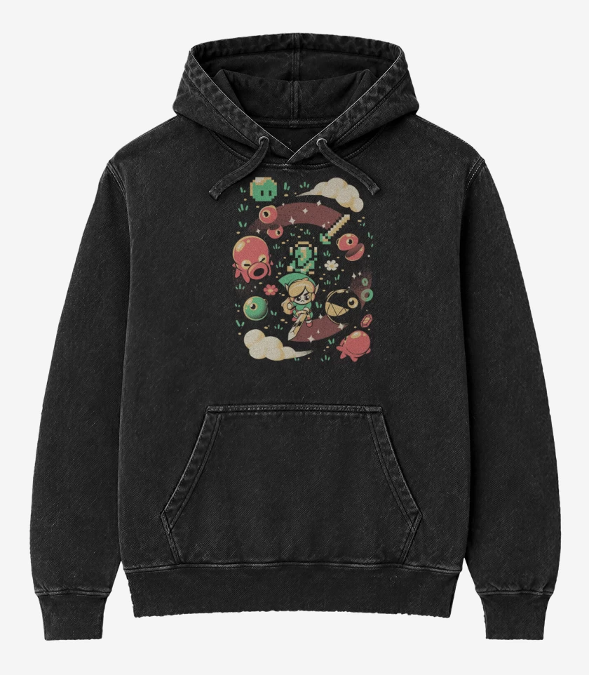 Poleron Canguro Acid Wash Negro de Link y sus amigos 