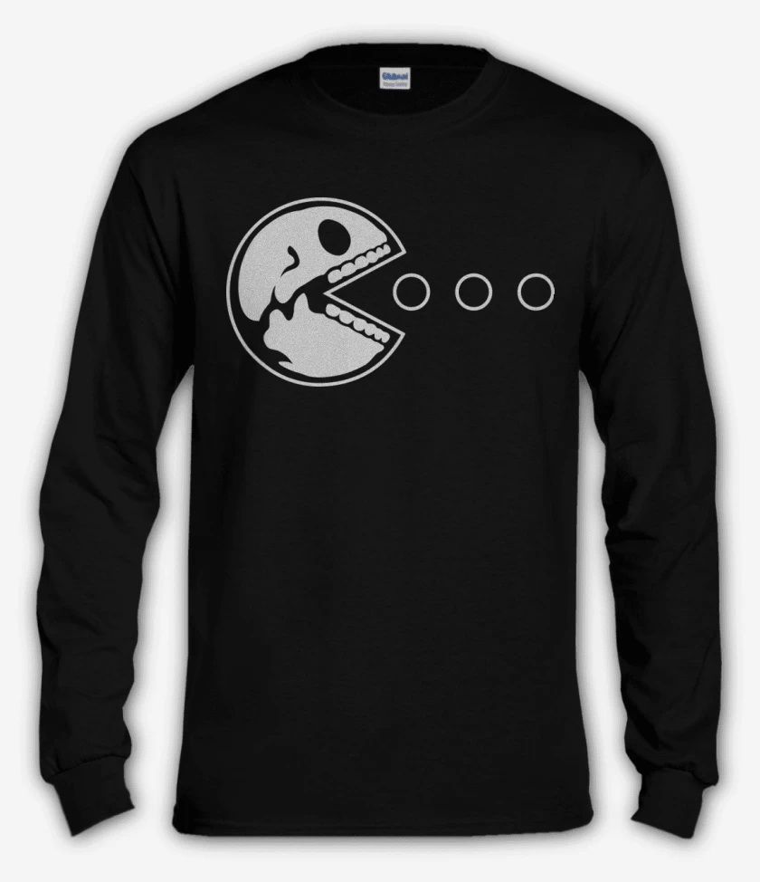 Polera manga larga Negro de Pacman - Skull V2