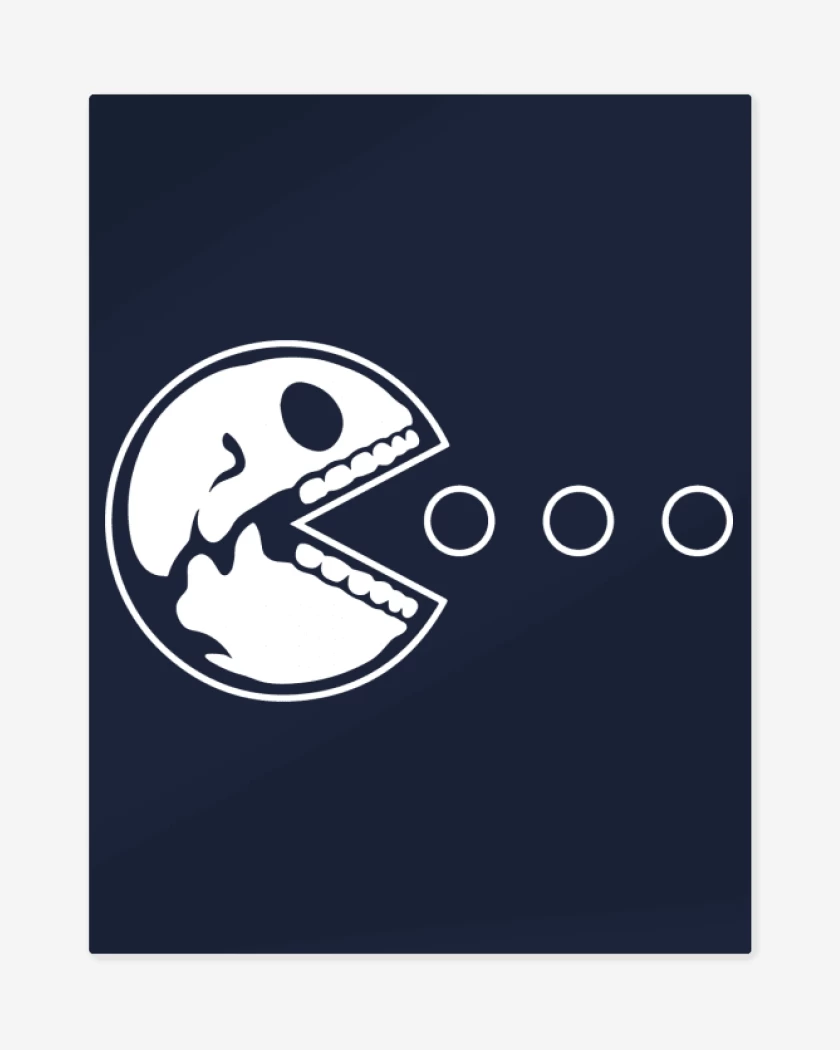 Print metalico Azul Marino de Pacman - Skull V2