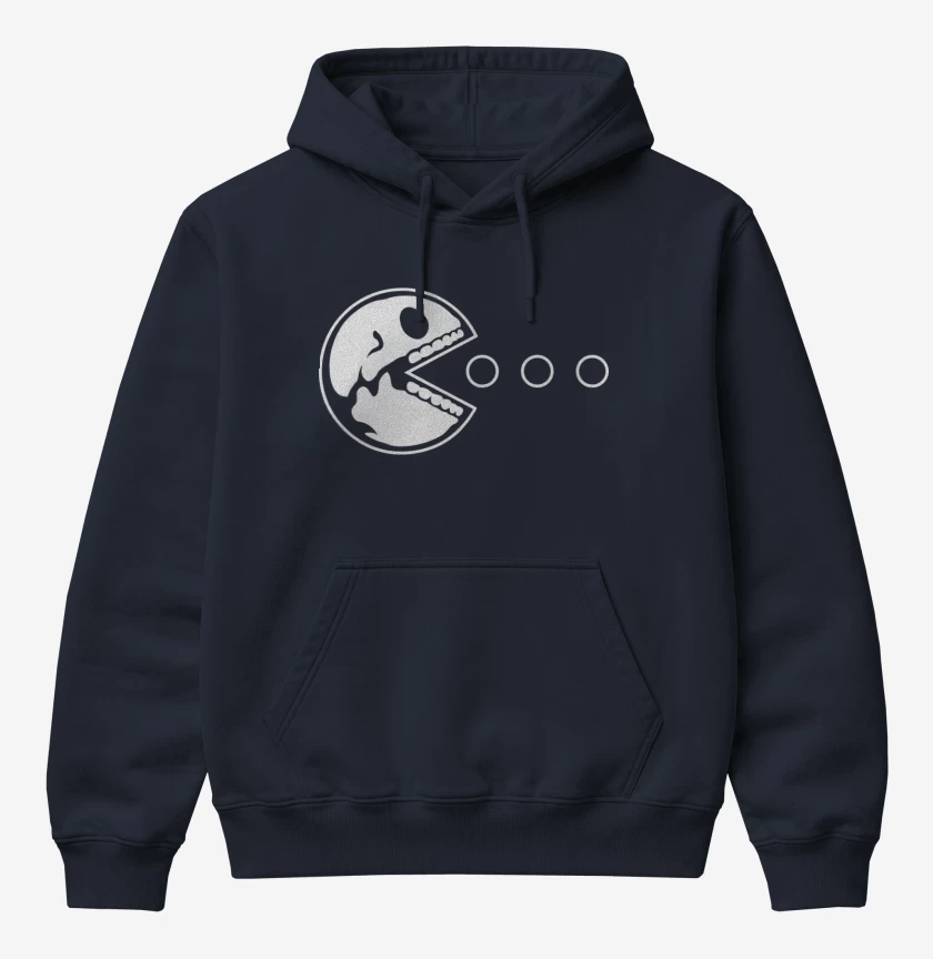 Poleron Canguro básico Azul Marino de Pacman - Skull V2